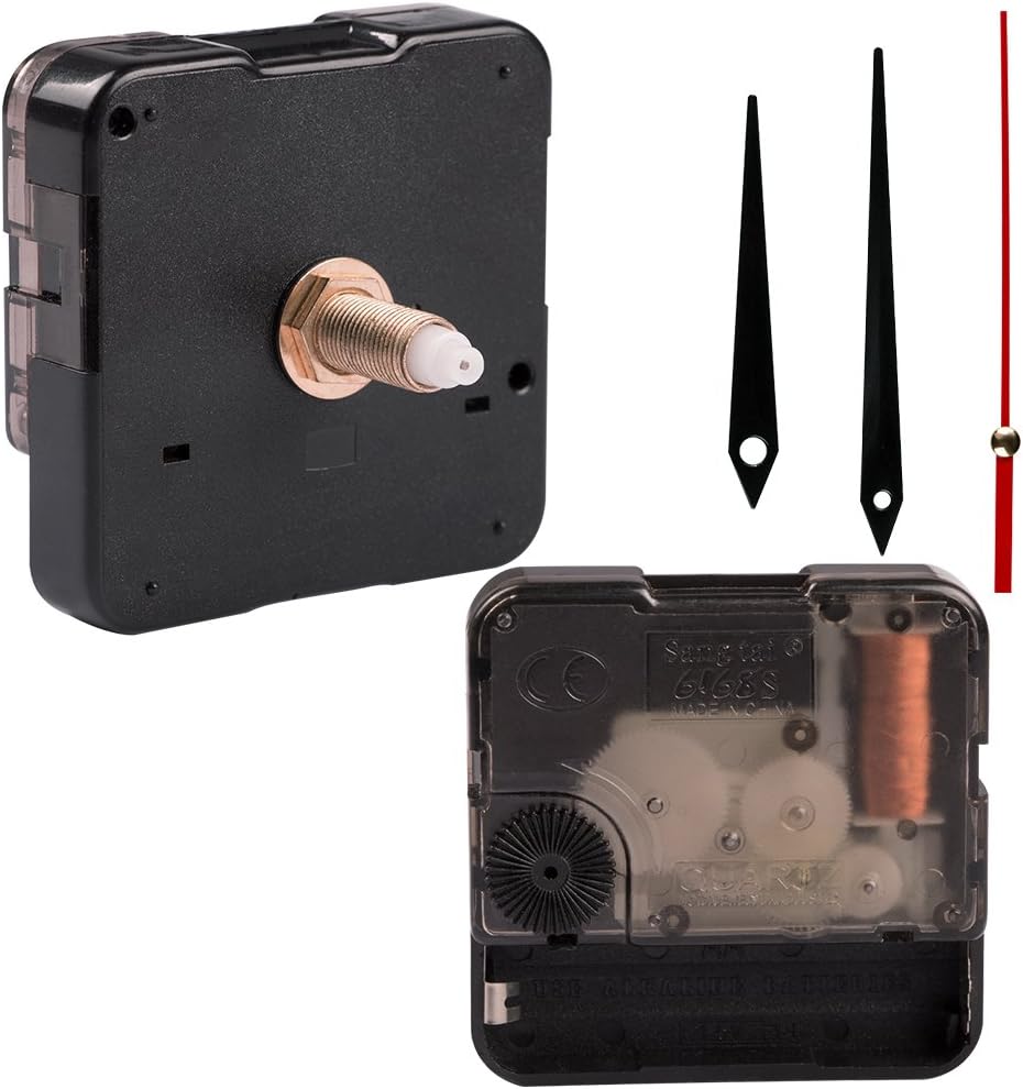 Clock Mechanism Movement Replacement with Clock Hands - 9/10 Inch Hand Shaft Length, 10-12 mm Dial Thickness, Mute Scanning Mechanism for Repairing DIY Clock Craft Projects