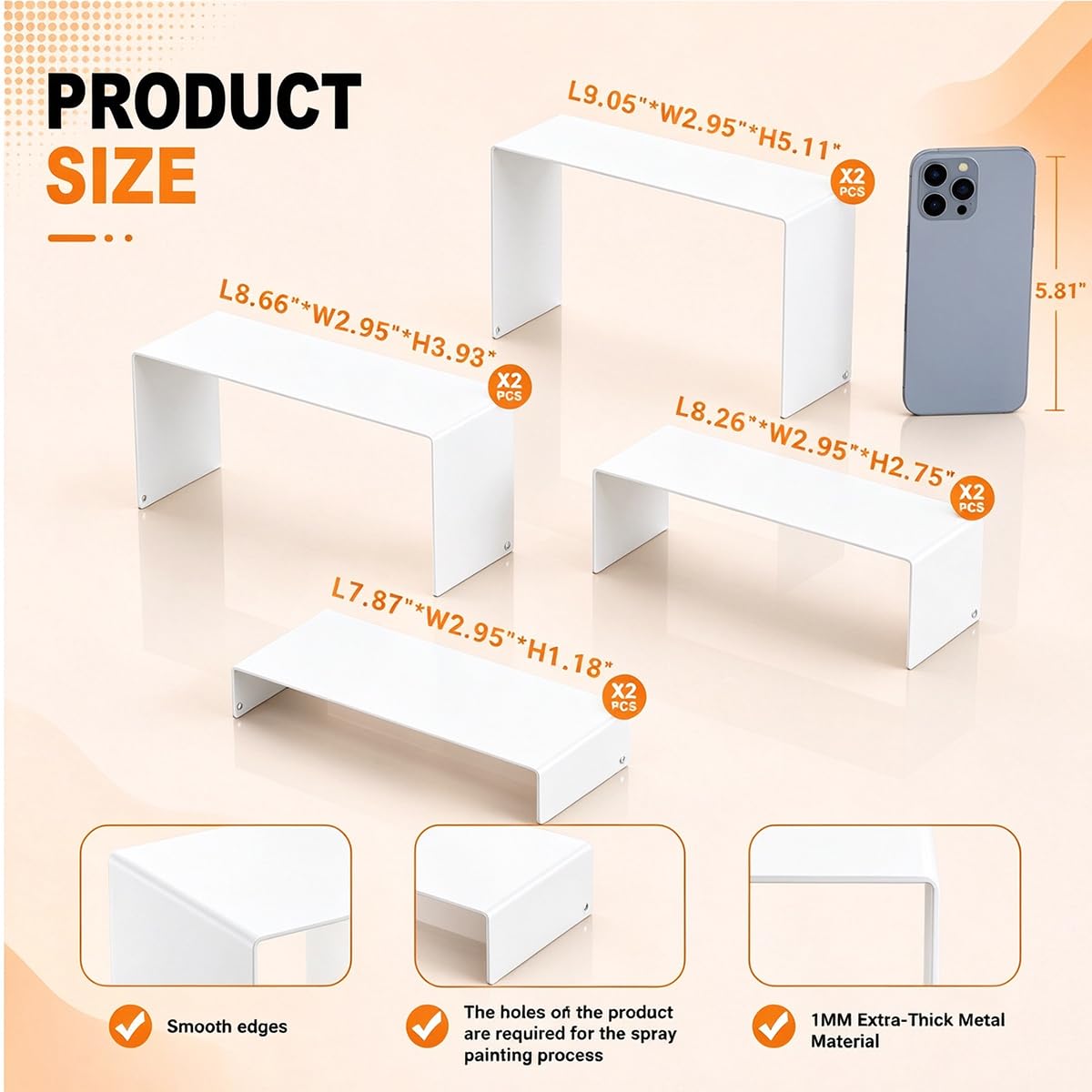 Metal Display Risers - 8 PCS for Retail & Home -2
