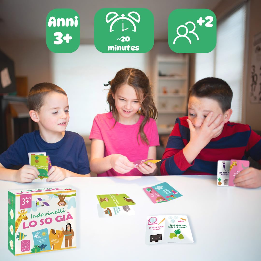 Gioco Educativo Indovinelli Lo So Già per Bambini dai 3 Anni in su Sviluppa Logica Linguaggio e Immaginazione 72 Domande Illustrate Divertente Gioco da Tavolo per Famiglie e Bambini