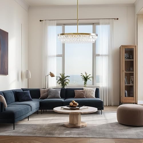 Miniatura 4 de Candelabro redondo de cristal moderno, Clarissa moderna lámpara redonda, 28.0 in (diámetro). x 6.0 in h