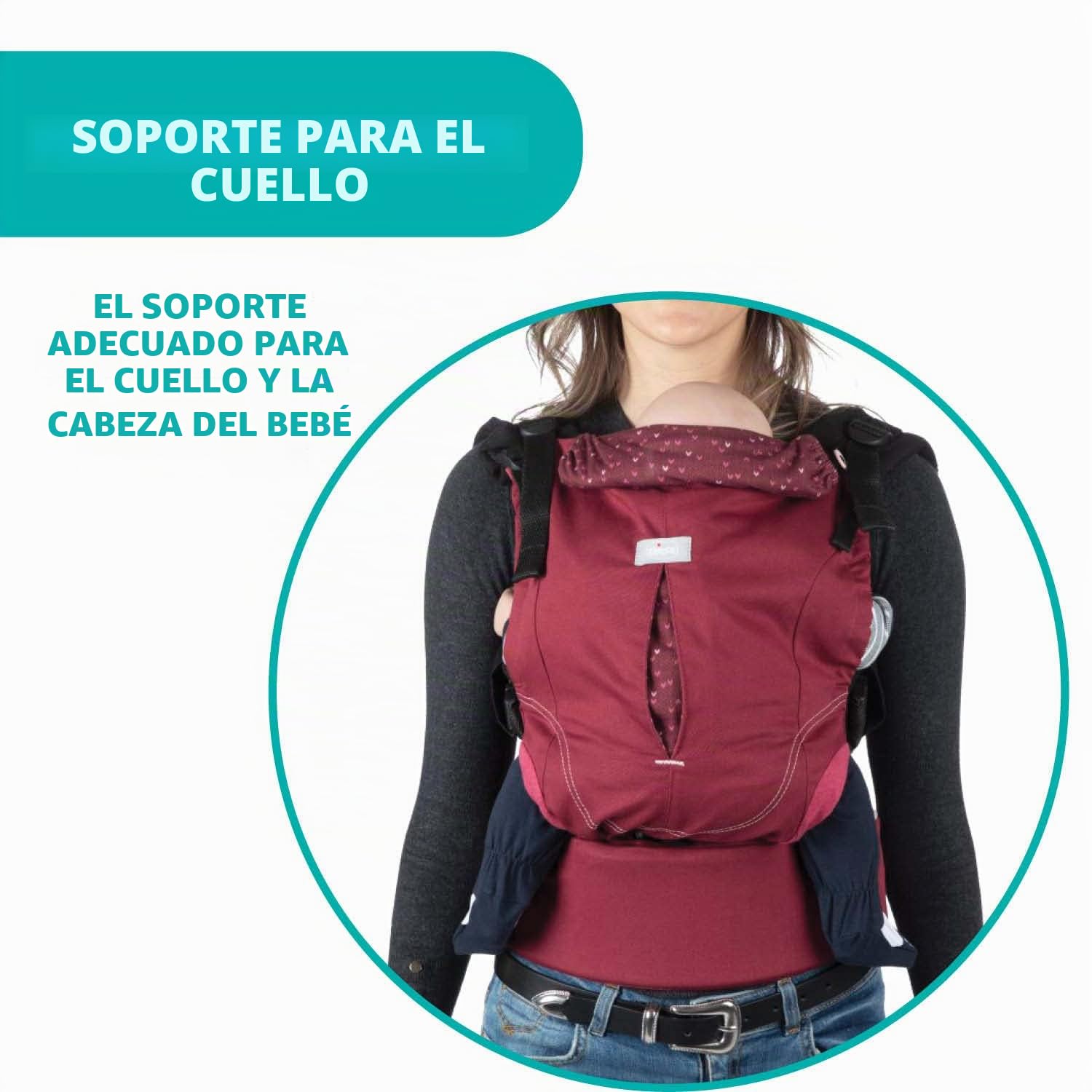 Chicco Myamaki Fit Portabebés Ergonómico de 0 Meses a 15 kg, Mochila Bebé Evolutiva Multifunción y Ajustables, Mochila Portabebés con Sujeción para Cabeza y Cuello, Granate (Burgundy Powder)