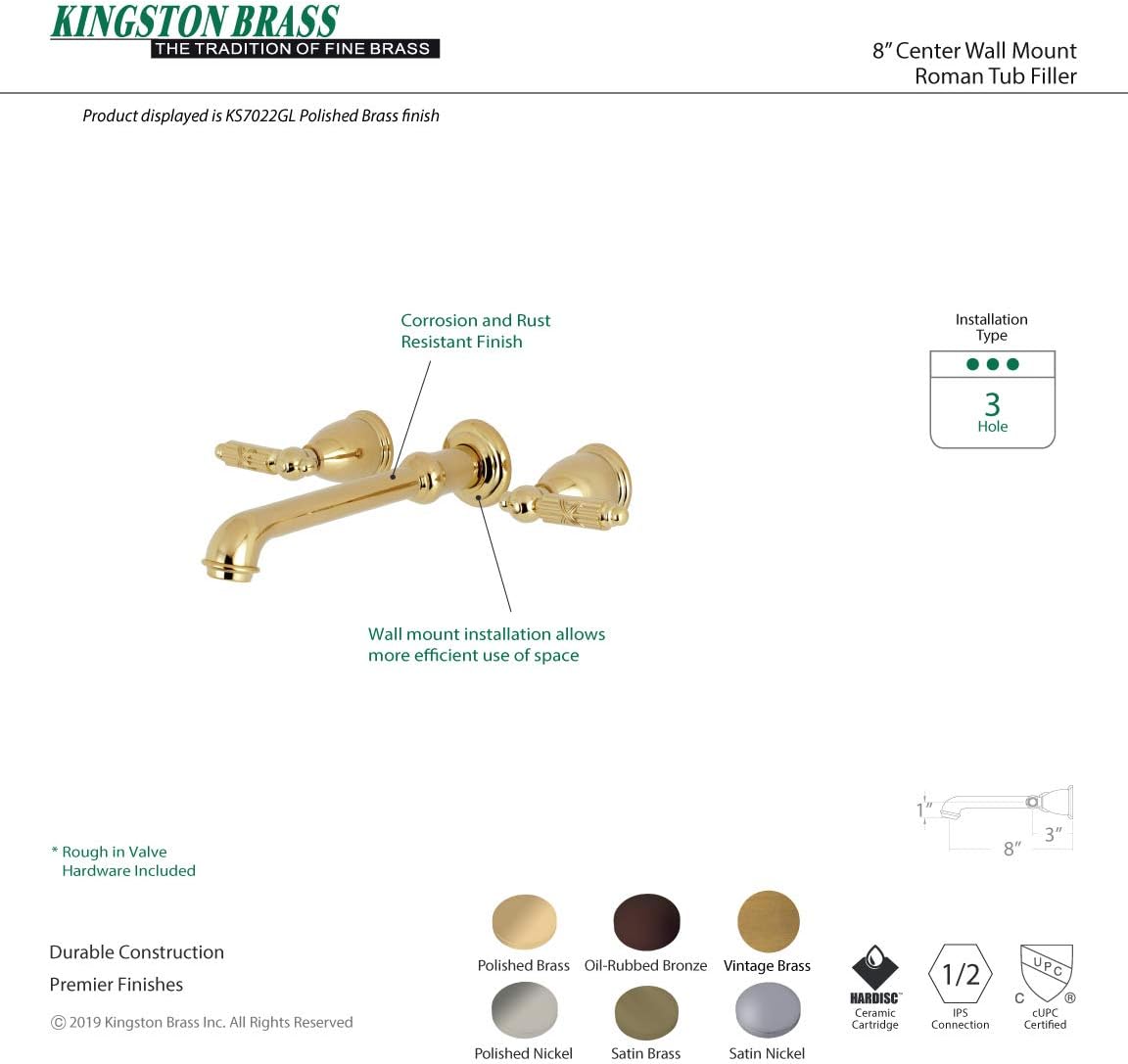 🛒 Crazy Deals Kingston Brass KS7025GL Georgian Roman Tub Faucet, 10-7/16 Inch in Spout Reach, Oil Rubbed Bronze Best Cyber Monday 🔥 Kingston Brass KS7025GL Georgian Roman Tub Faucet, 10-7/16 Inch in Spout Reach, Oil Rubbed Bronze