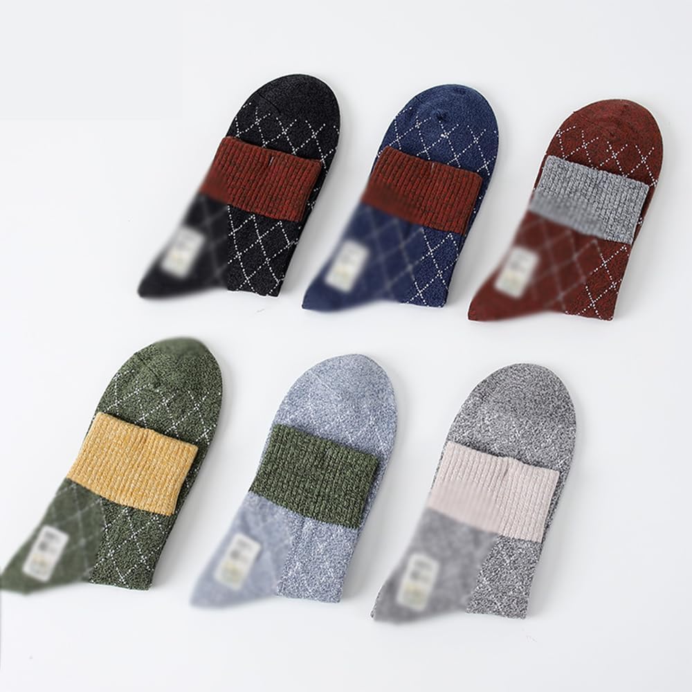 Chaussettes Basses Chaussettes Longues Simples à Rayures Diamant, 6 Paires de Chaussettes épaisses mi-Mollet, Bas Confortables, Chaussettes de Sol faciles à Nettoyer Coupe Confortable