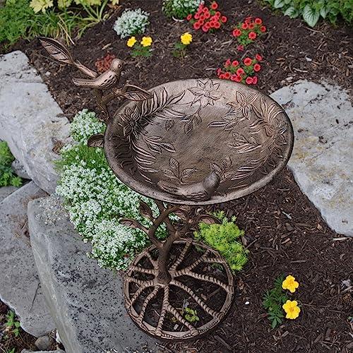 Image of Oakland Living Meadow Bird Bath, Antique Bronze