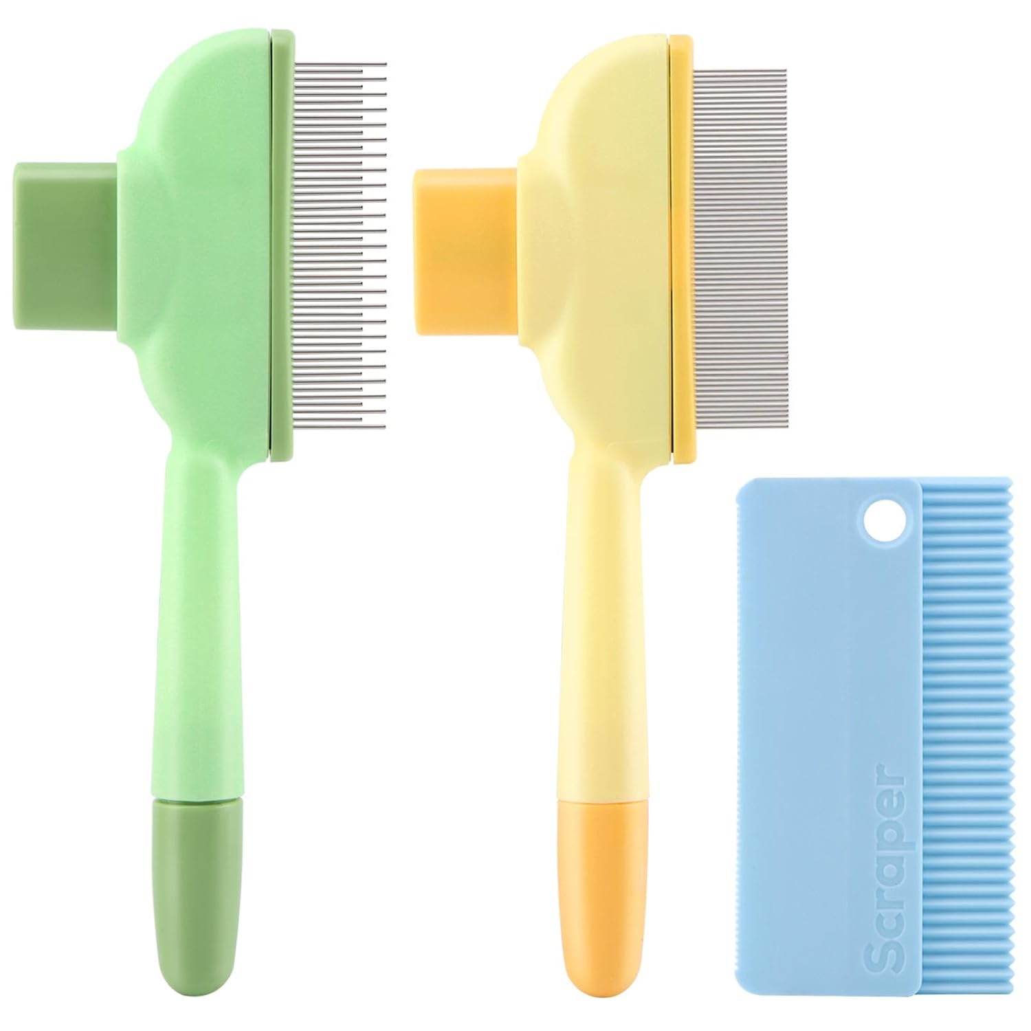 2PCS Pet Comb for Dogs Cats, Self Cleaning Shedding Brush with Long & Short Stainless Steel Metal Teeth for Shedding and Tangles, for All Coat Types 2PCS Pet Comb for Dogs Cats, Self Cleaning Shedding Brush with Long & Short Stainless Steel Metal Teeth for Shedding and Tangles, for All Coat Types
