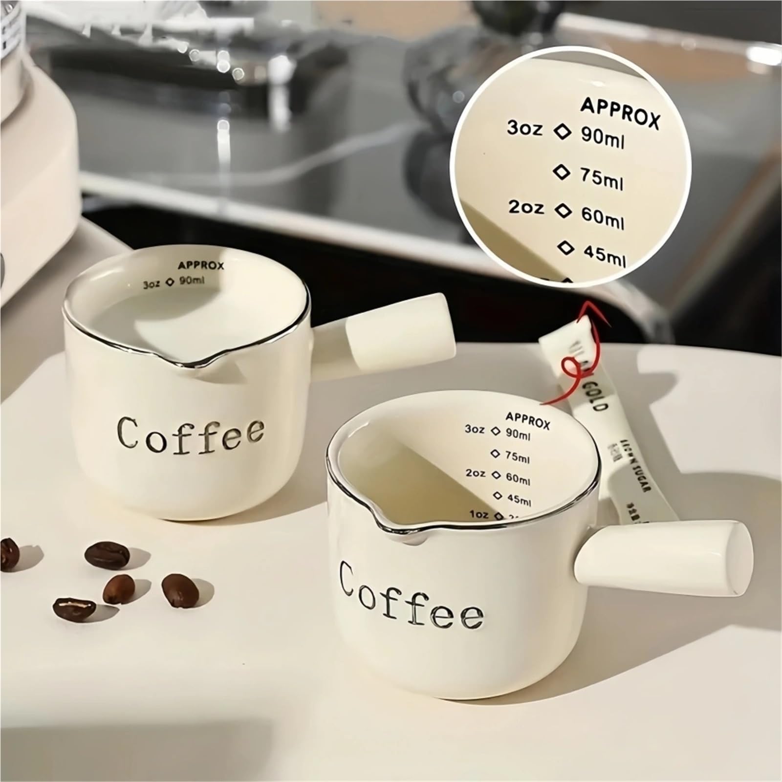 Taza de extracción cerámica con mango, taza café, leche, onzas gruesas, accesorios for el hogar, 2 uds Para Espumar