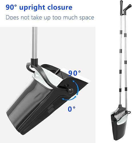 Miniatura 9 de Juego de escoba y recogedor para el hogar, mango largo (51 pulgadas de longitud), bandeja de polvo extensible para interiores, vestíbulo, oficina,