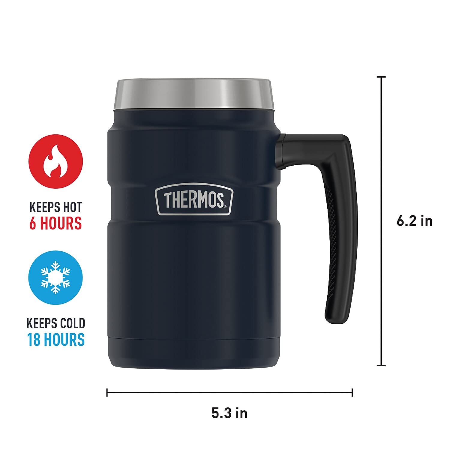 Thermos Stainless King - Taza de café de 473 ml, color azul medianoche