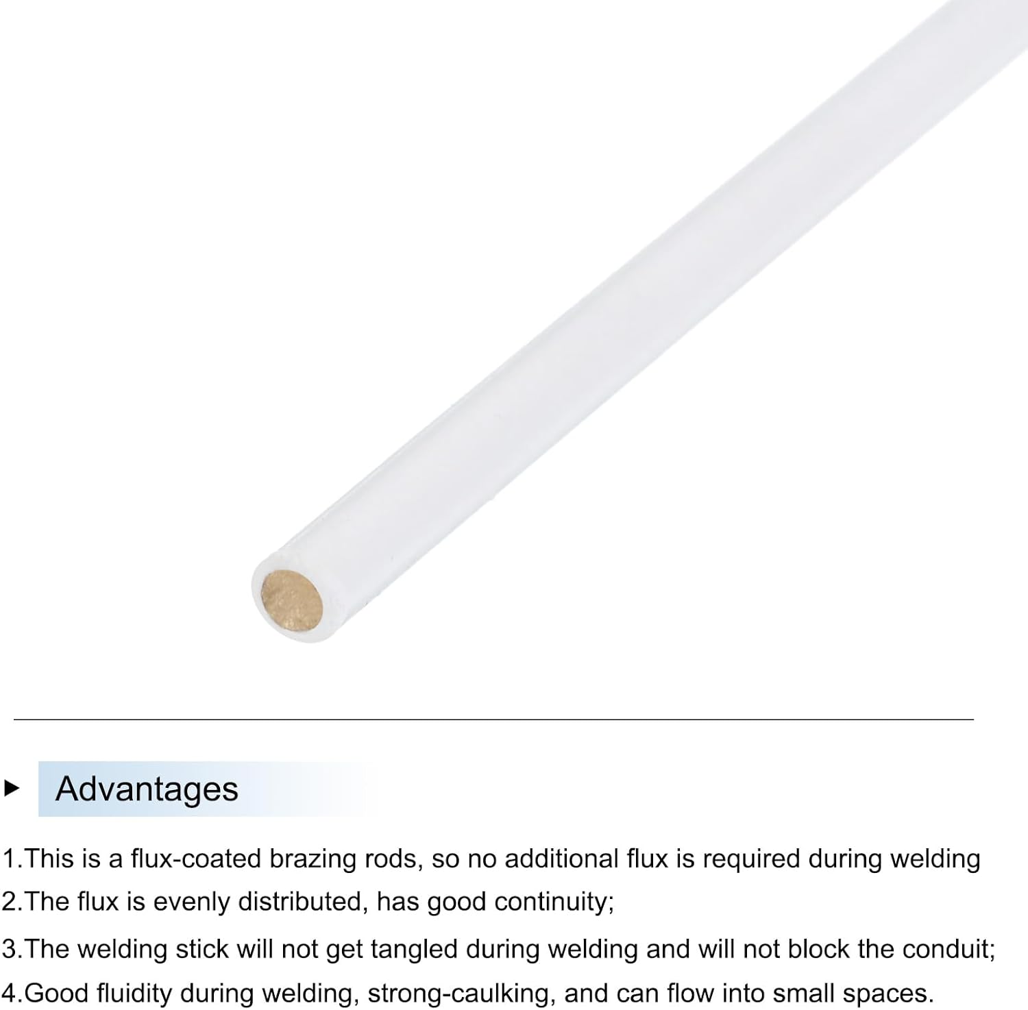 MECCANIXITY 6Pcs Brass Brazing Rods Flux Coated, Phosphor Copper Solder, Low Temperature Welding Sticks 1/8"x3/16"x20" for Copper Repair, Hvac