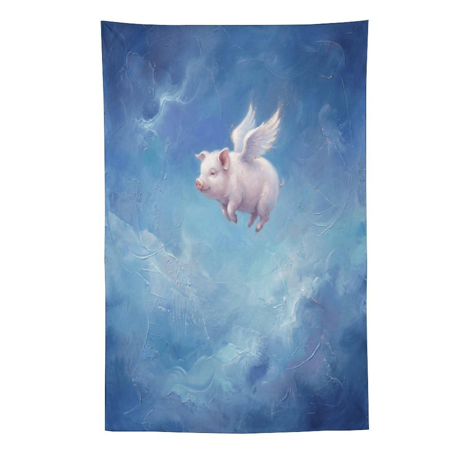 H3B8U2Y5 Flying Pig Blue Sky Wall Tapestry, Naive Art, Dorm Room