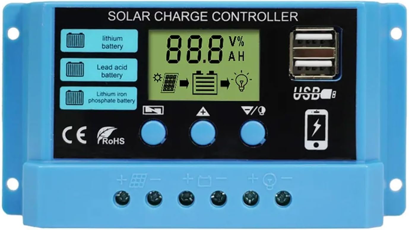 Peidesi PWM Solar Charge Controller 30A 12V 24V PV Regulator with LCD