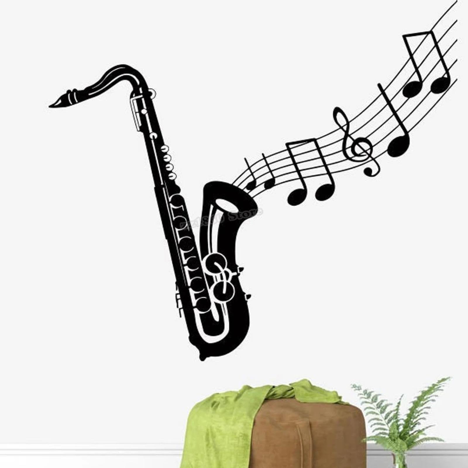 YOUOUSI Musical Instrument Wall Decals, Saxophone Note Wall, Vinyl Music Room/Children's Room Wall Art Decals