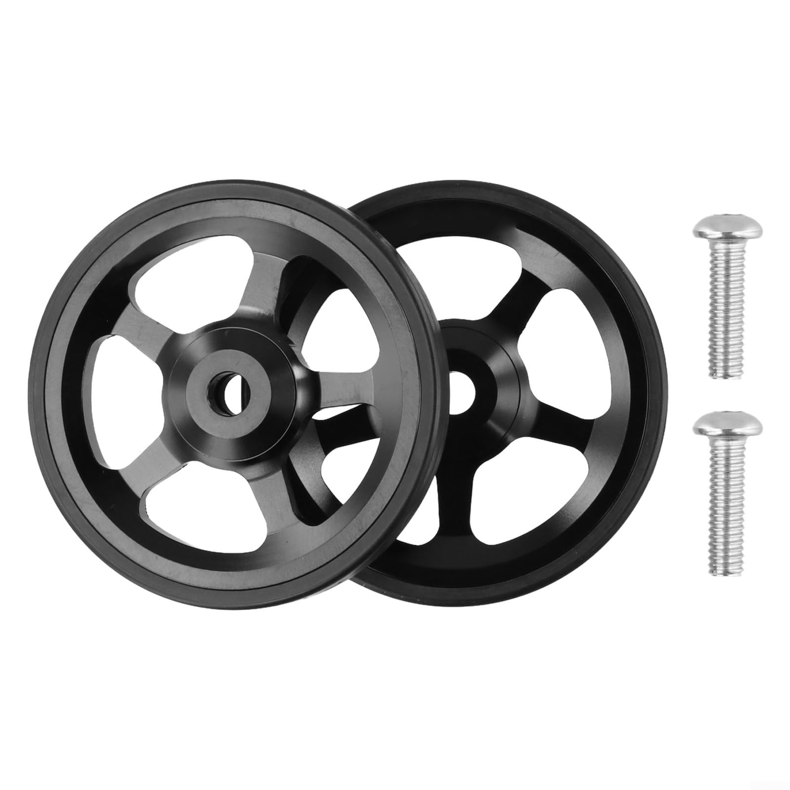Caswynlife Aluminium Alloy Folding Bike Easy Wheels 60mm, With Built-in Bearings, For Brompton, For 3Sixty Smooth Low Friction Replacement(Black)