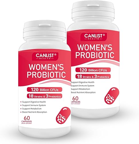 Probióticos para mujeres 120 mil millones de UFC, 18 cepas, 3 prebióticos y enzimas digestivas que contienen prebióticos orgánicos, arándanos, salud