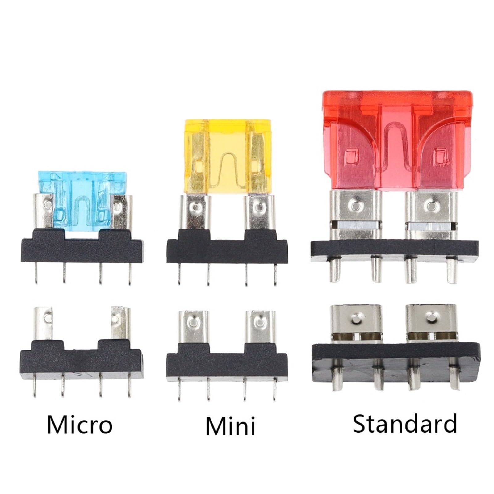 Uchwyt bezpiecznika samochodowego, płytka PCB, średni rozmiar mini małe ostrze, do samochodu, motoryzacji, łodzi, 32 V, 100 sztuk (średni, 25A)