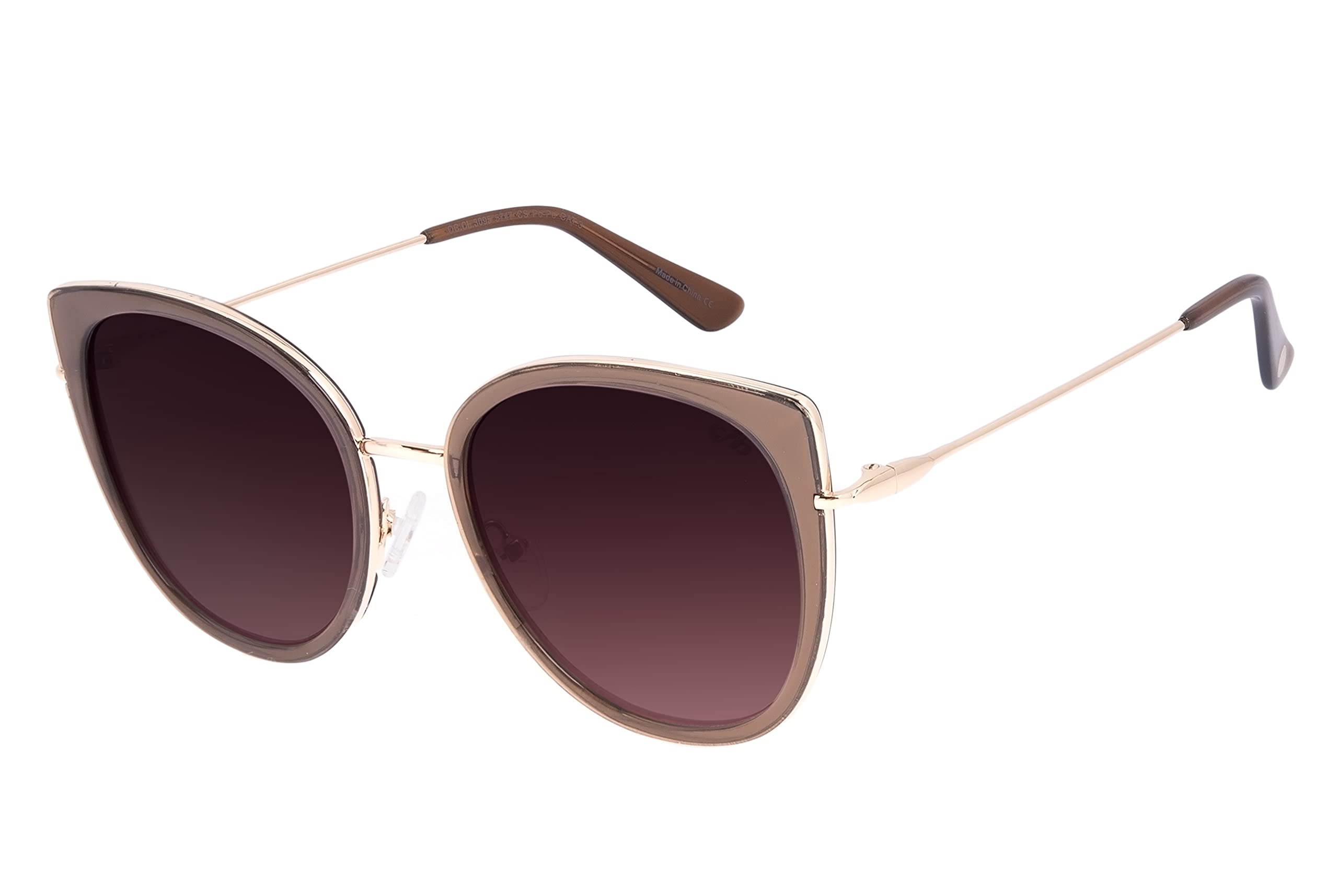 Chilli BeansBrazil Oversized Round Cat-Eye Women's Sunglasses, gradient Polycarbonate Lenses, 100% UVA/UVB protection, comfortable, Light Frame, 57-16-145 mm