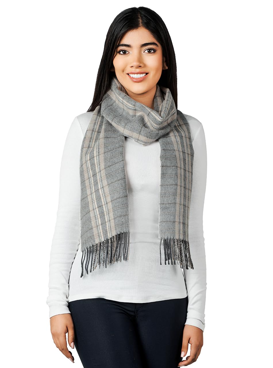 Bufanda de franela a cuadros de tartán, 100% lana de alpaca bebé, unisex, sin tintes, totalmente natural, un accesorio elegante o regalo para cualquier hombre o mujer (Porter & Stone) 3