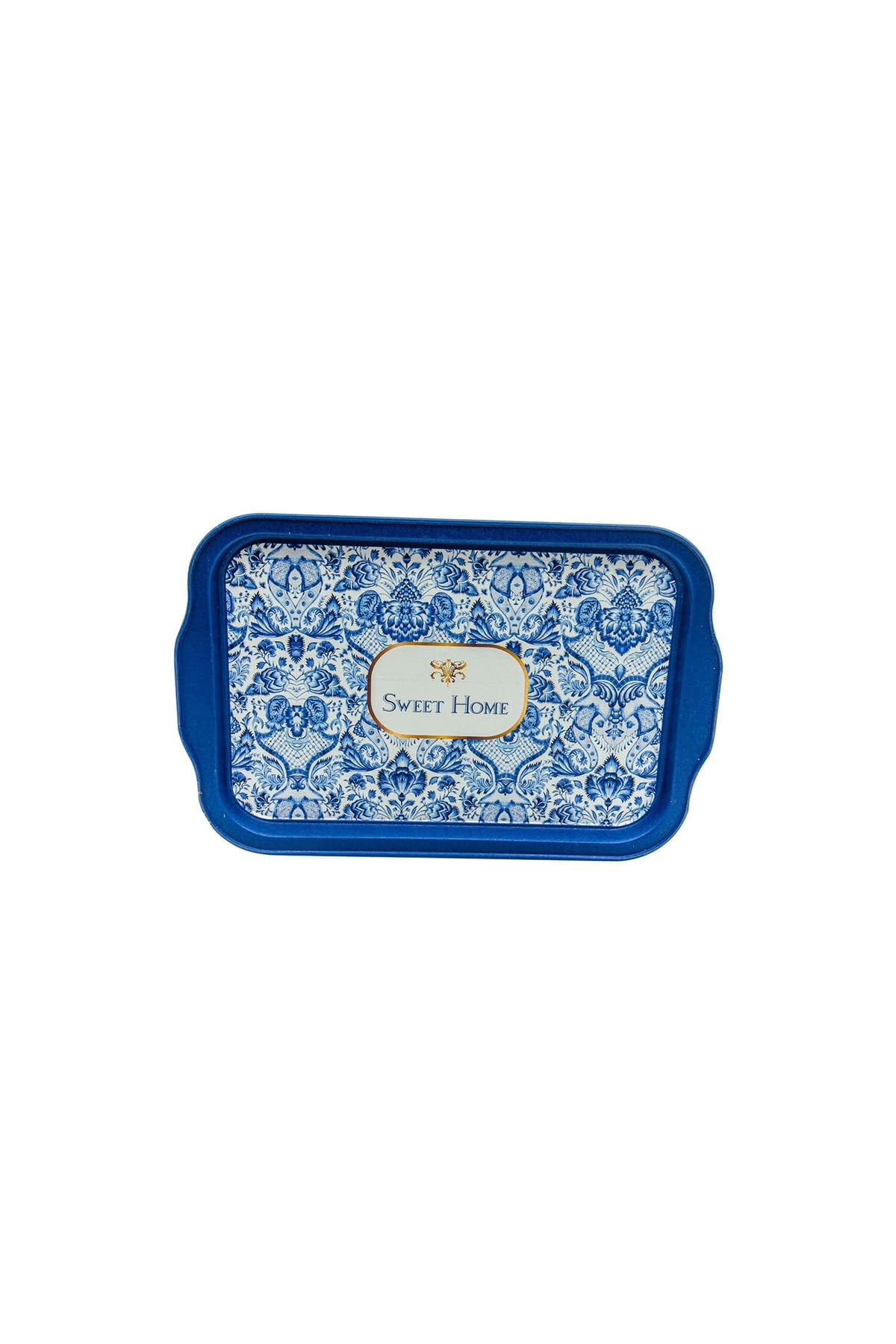 EVLE-Azulejos Desenli Metal Tepsi - Çay Kahve Tepsisi - Sunum Tepsisi 21 Cm X 31 Cm (Azulejos Sweet Home)