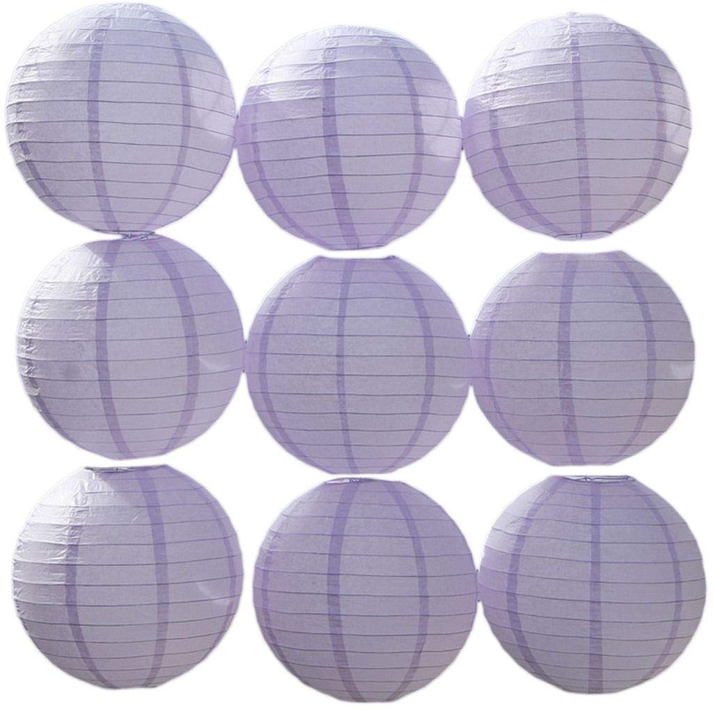 JK Home 9pcs of Set Paper Lantern Hanging Ball Lanterns for Home Decor Party Wedding Light Purple 10cm/ 4"