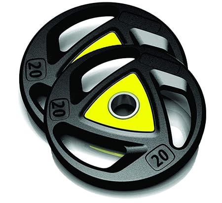 Body Maxx 20 KG X 2 Olympic Weight, Rubber Coated Iron Weight Plates, Dumbbell Plates, with Tri-Grip and Centre Hole Diameter 51MM