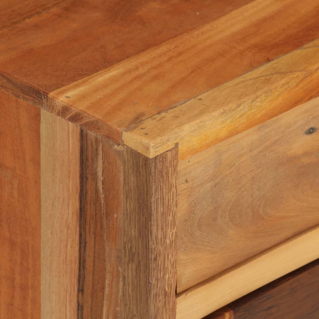 Mesita de Noche de Madera Maciza Reciclada Estilo Vintage con Puerta de Caña Natural, Hecha a Mano con Vetas Únicas, Fácil de Montar para Dormitorio o Salón