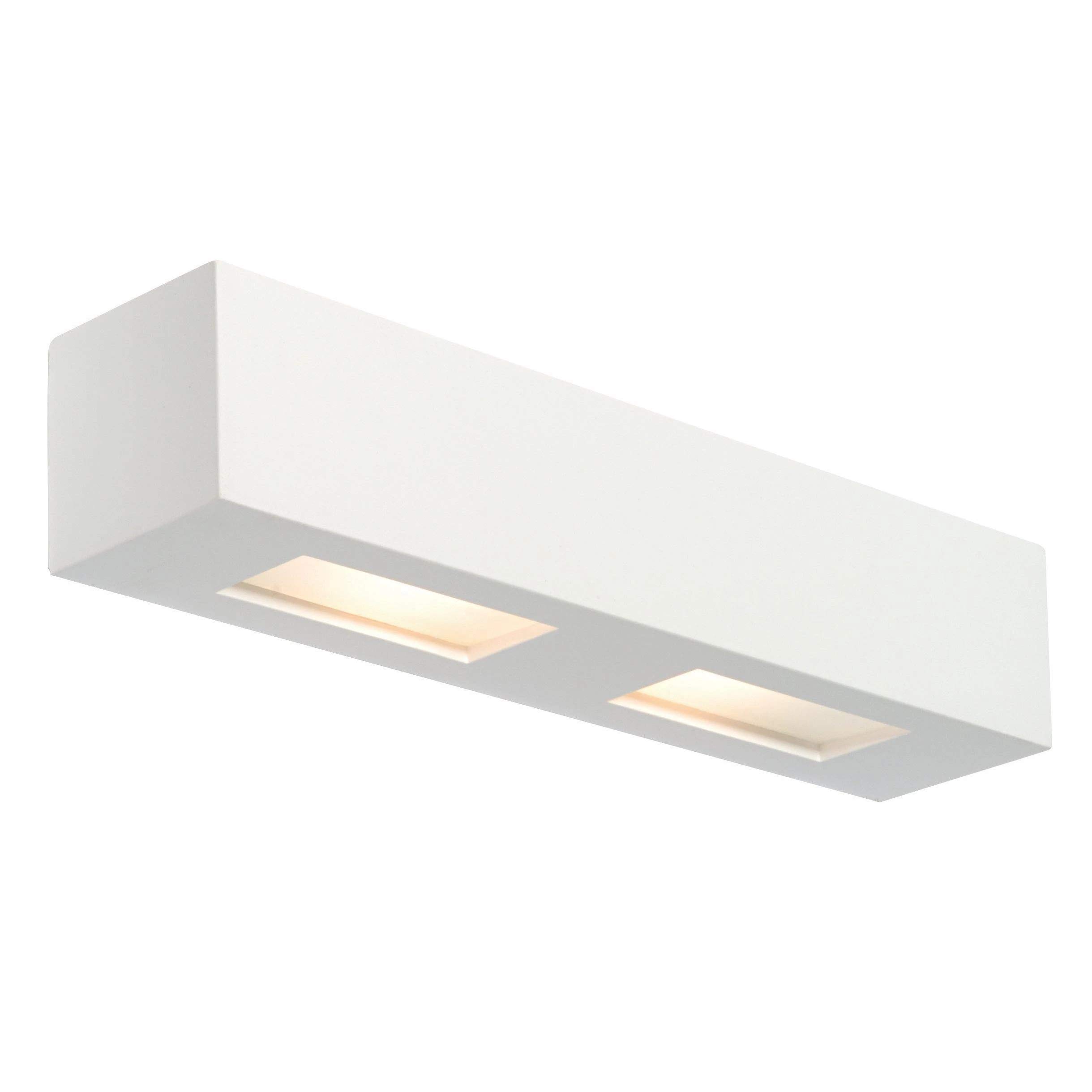Wall Light White Box Rectangular Plaster Paintable Frosted Glass Saxby 10400
