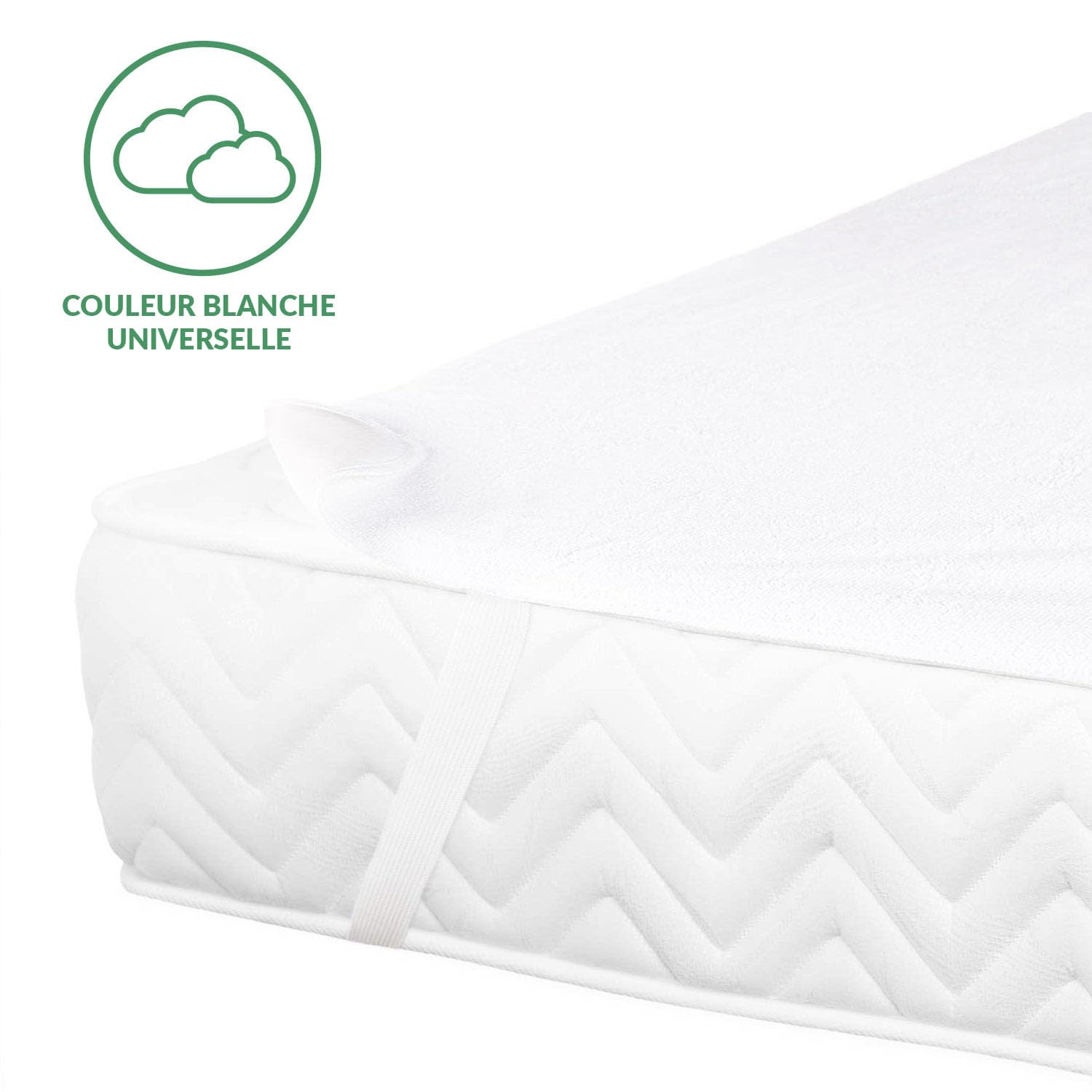 Protector de Colchón 200 x 220 cm - Protector de Cama Impermeable - Cubrecolchón de Rizo - Lavable a 95°C y Esterilizable - Antihumedad para Incontinencia - Blanco