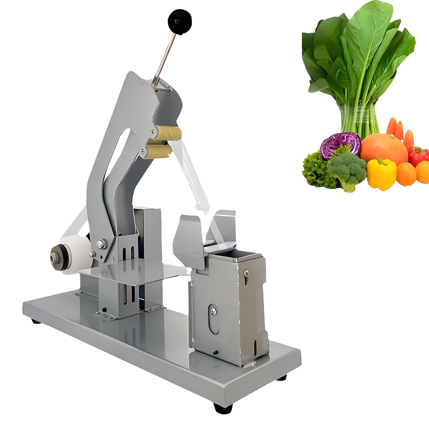 Atadora de verduras semiautomática para envases en granjas y ajuste de tensión