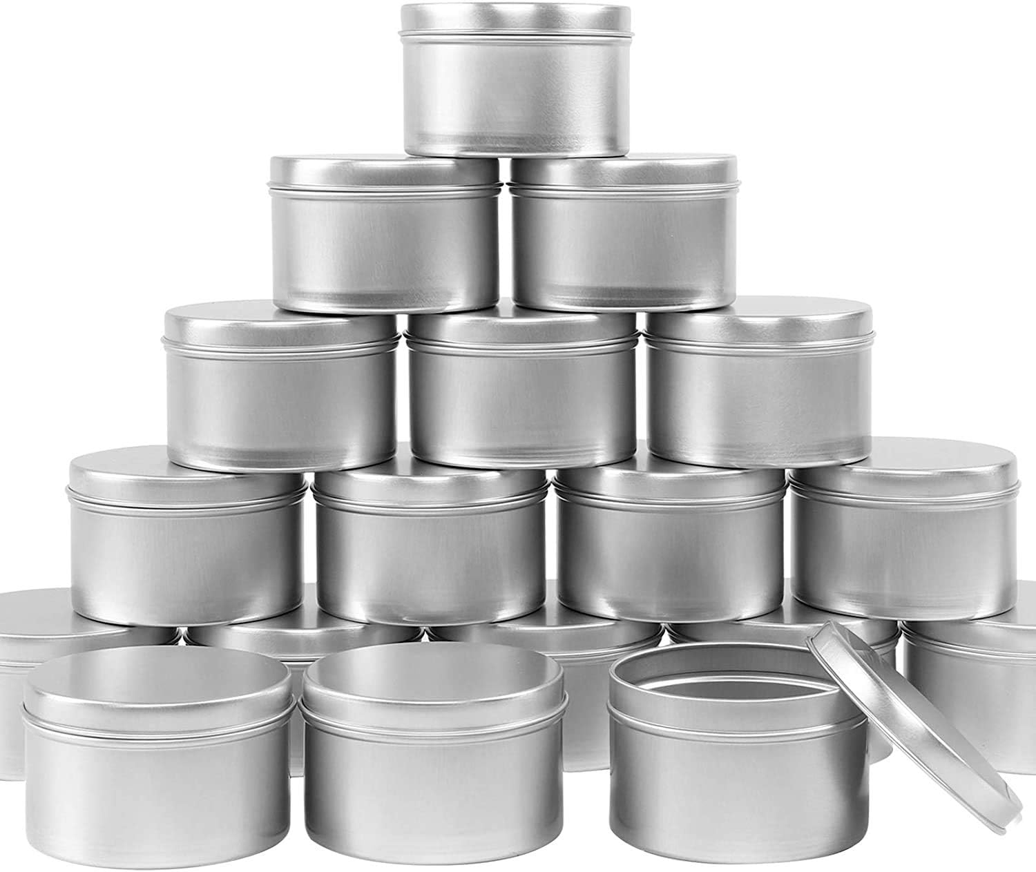 24 Pcs Silver Candle Tins with Lids,8oz Candle Cans Jars for DIY Candle