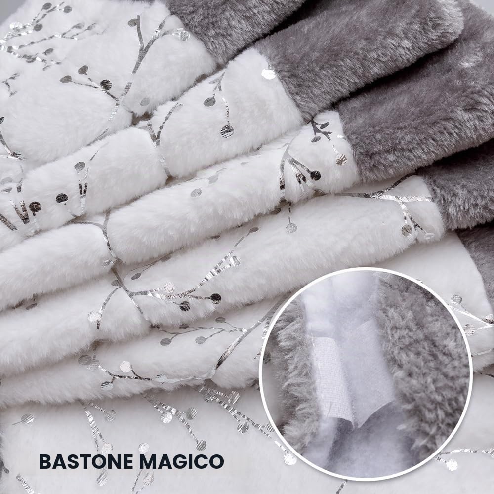 Lanpn Tappeto Sotto Albero di Natale Copribase Albero 120cm, Grande Lusso Ramo d'argento Copertura Base Piede Gonna Gonne Albero di Natale per la Decorazioni Albero di Natale (Argento,120 cm)