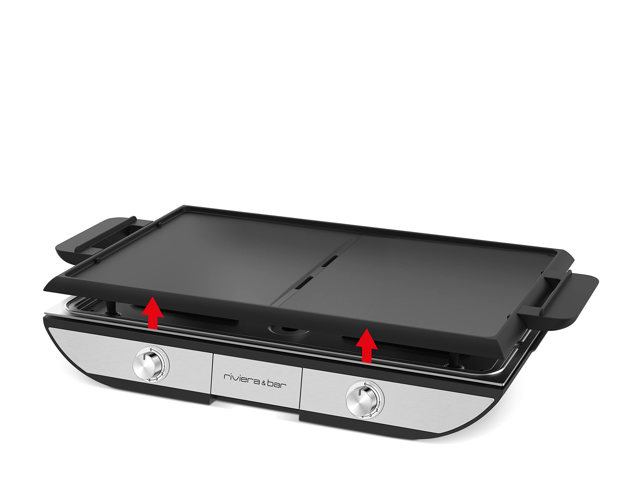 riviera&bar Elektrogrill – 2300 W, Große Grillfläche 53,5 x 33 cm, Alugussplatten, Antihaftbeschichtung, Spülmaschinengeeignet, Tischgrill für 8–10 Personen