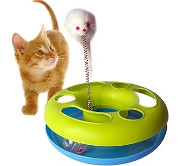 Smarty Pet Happy Kitten Cat Circle with Ball and Catch The Mouse Motion to Exercises and Satisfy Pet?s Natural Instinct with Fun Toy - Color May Vary