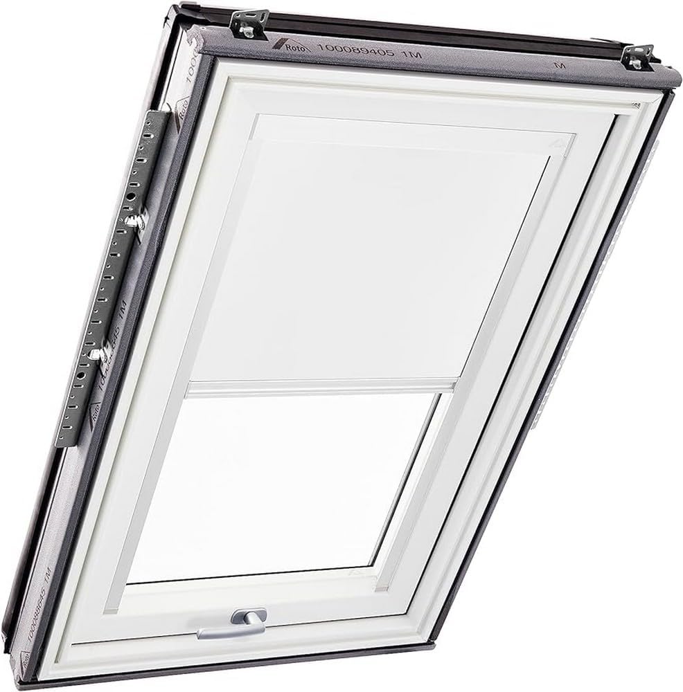 Original Roto Blackout Roller Blind ZRV Almost complete Blackout Guide Rail White For Roto Roof Windows Series Designo R6/R8, i8 and Classic 64/84 Size 054/118 | 05/11 Colour White