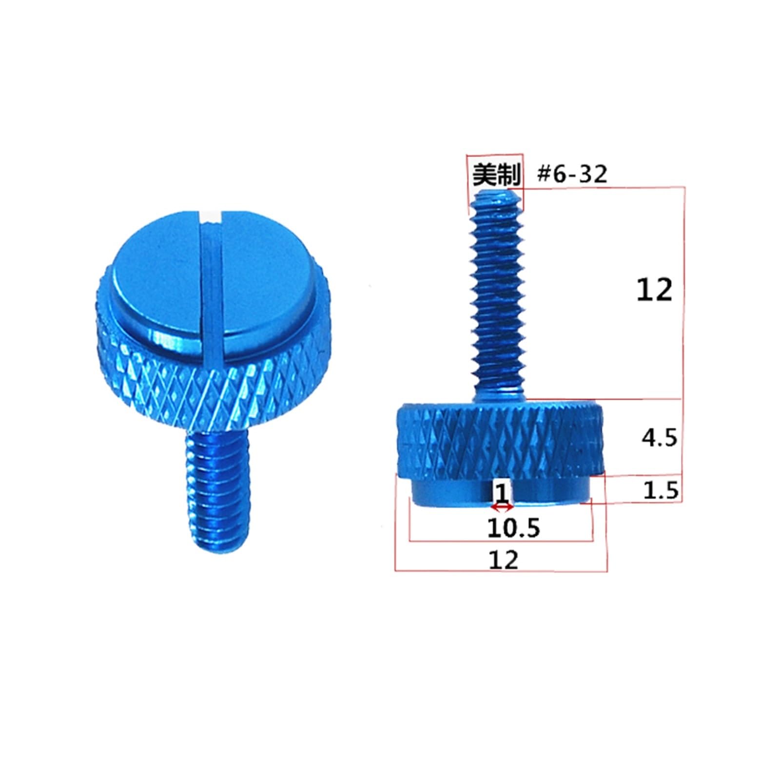 Śruby skrzydłowe z płatkami skrzydłowymi 6-32 Wielokolorowe śruby radełkowane z rowkiem, dokręcane ręcznie do obudowy komputera 6,5-12 mm(Dark Blue,10PCS-6-32X12MM)