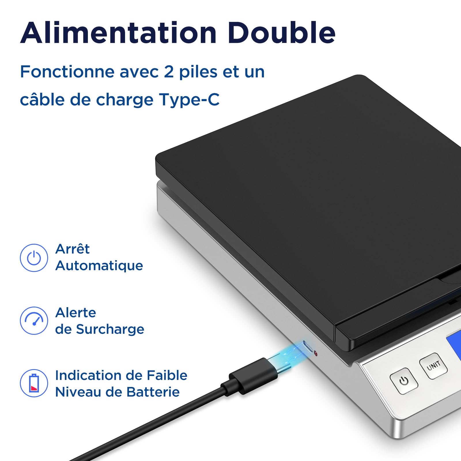 Balance Colis Numérique 30 kg / 66 lb avec Fonction Hold/Tare, Écran LCD Externe