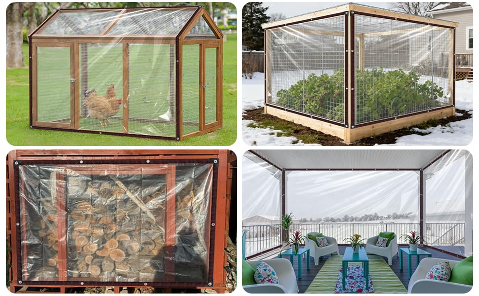 Lona transparente impermeable de plástico resistente para frío y viento 7