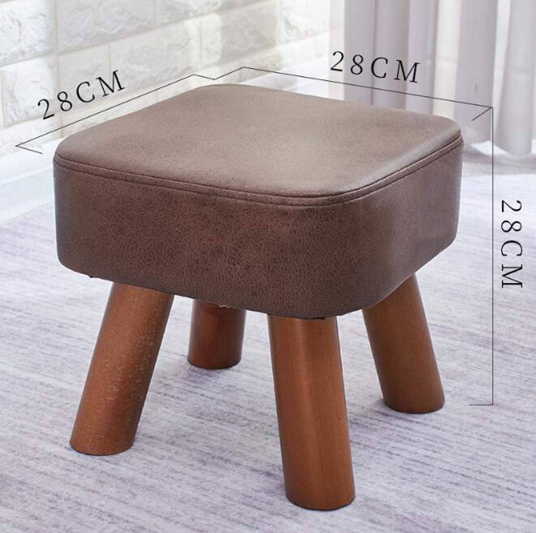 Square Ottoman Pouffe Footstool with 4 Wooden Legs Small Change Shoes Stool Simple Home Rest Stool for Living Room and Bedroom Darkbrown
