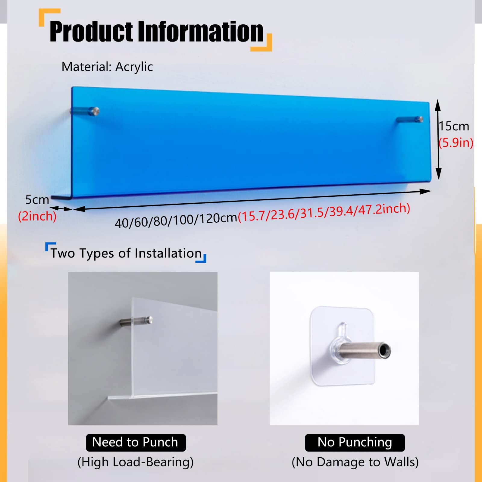 zeitungsständer 2er Pack Klare Acryl-Magazinhalter, Wandmontage, Literatur Broschüre Datei Display Rack Für Wohnzimmer, Büro, Haus, Hängender Prospektständer (Size : L - 100cm)