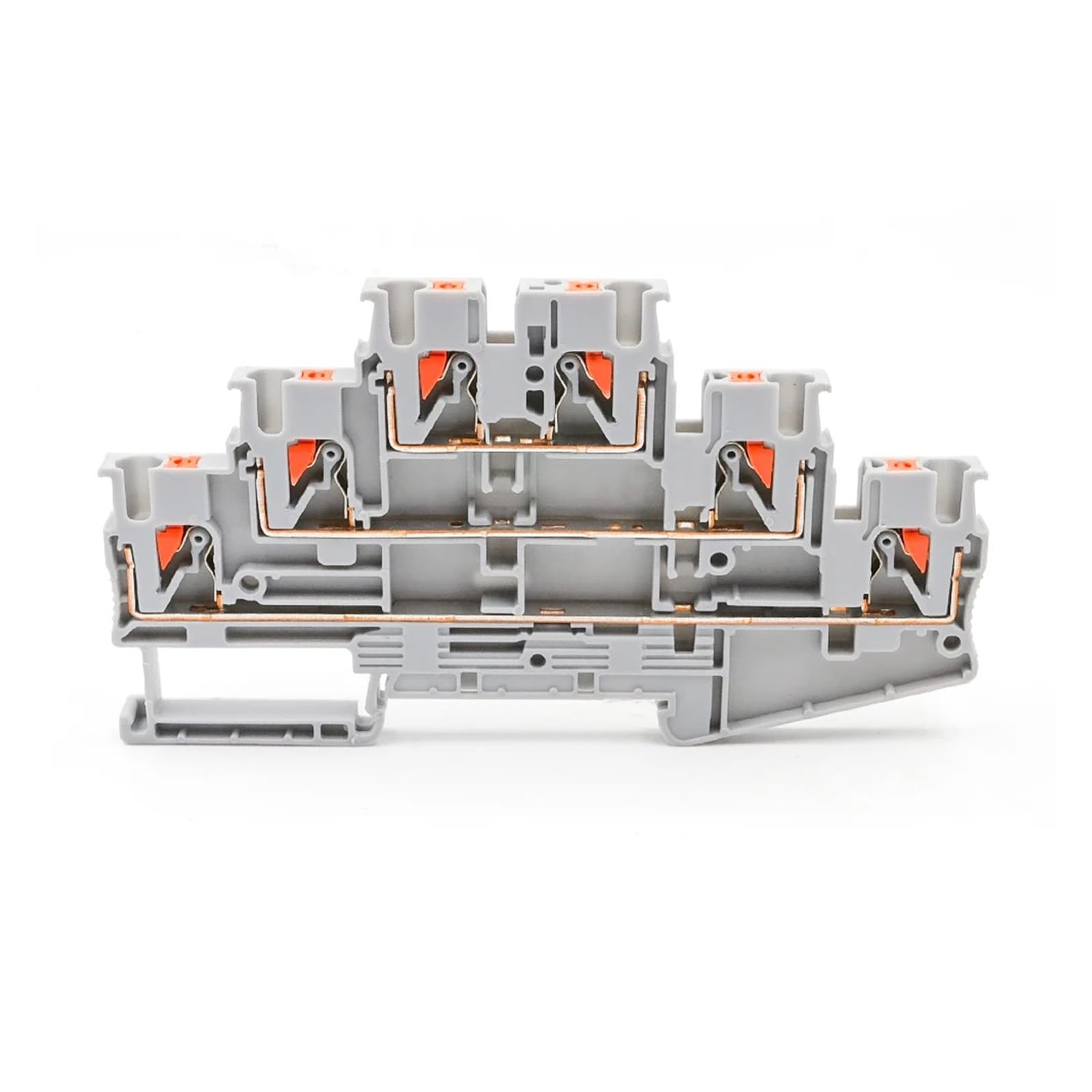 10-teiliger dreilagiger DIN-Schienen-Anschlussblock, kompakte Federklemme, 2,5 mm², elektrischer Kabelverbinder(PT 2.5-3L-GRAY)