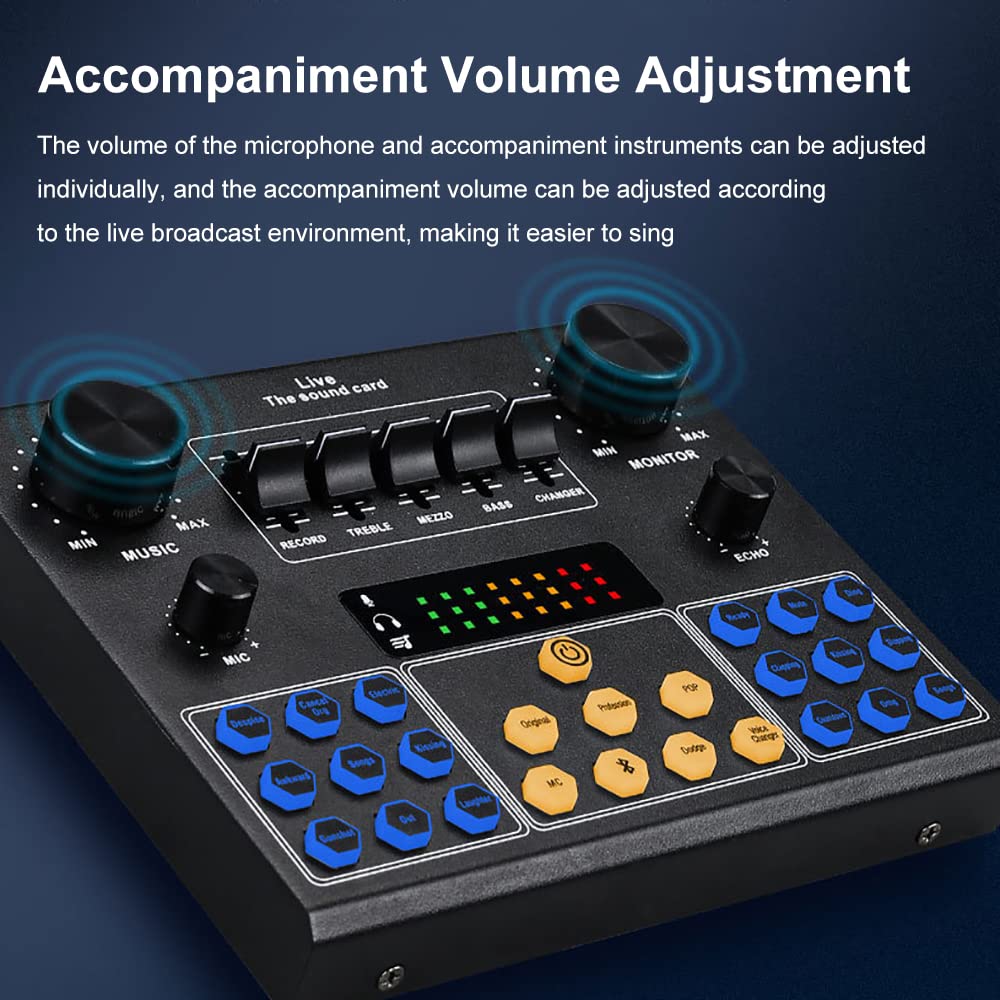 Interfaz de Audio con Mezclador de DJ y Tarjeta de Sonido, Estudio de producción de podcasts portátil Todo en uno para Guitarra, transmisión en Vivo, PC, grabación y Juegos