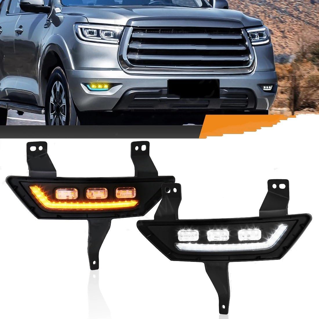 Luces Antiniebla Luz Niebla Para GWM Para Excelente Para Pared Para POER 2021 2022 Luces Diurnas LED DRL Faros Antiniebla Para Coche Intermitente Blanco Amarillo Azul Para 12V