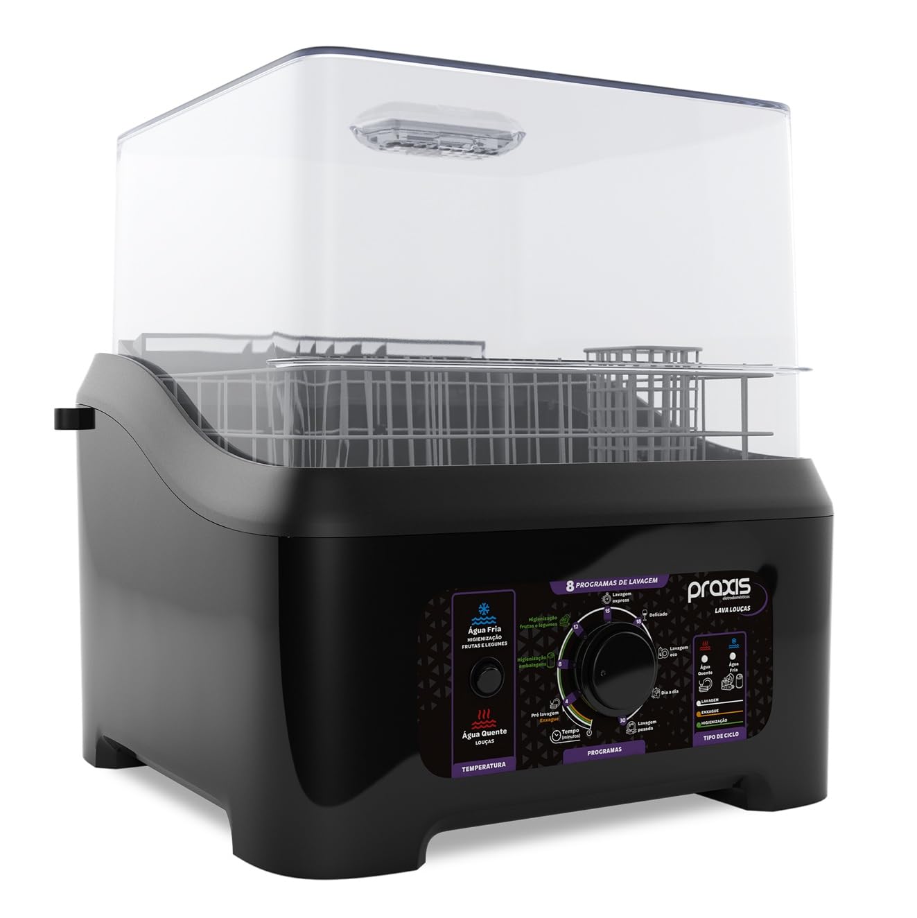 Praxis Lava Louça Portátil 3L 8 Programas de Lavagem 127v Preta