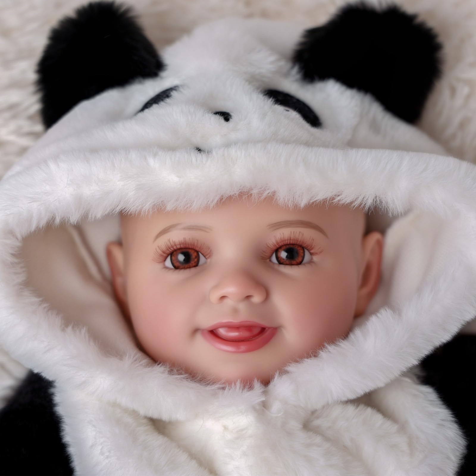 BABESIDE Reborn Babies Doll 17 pollici Sunny Realistico Neonato con Morbido Corpo in Tessuto Ragazze della Vita Reale Occhi Aperti,Panda