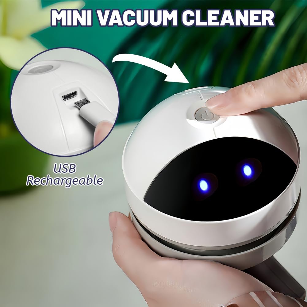 Flintronic Mini odkurzacz, mały odkurzacz do ładowania przez USB, przenośny odkurzacz z mocną bezprzewodową mocą ssania do stołu, biura, samochodu, szkoły i domu – słodkie wyrażenia