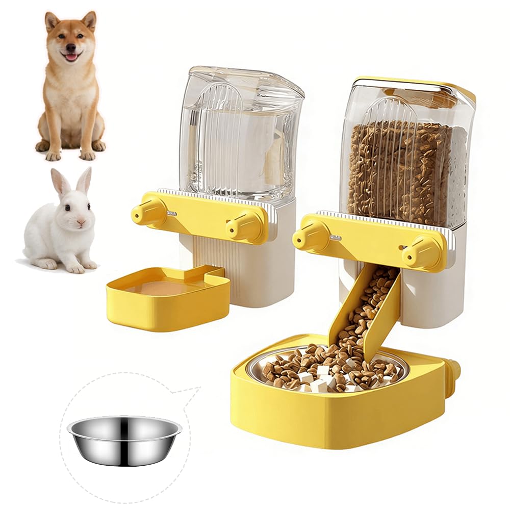 Photo 1 of 2-Pack Cage-Style Large Capacity Hanging Automatic Pet Feeder & Water Dispenser 50oz/1500ml,for Cages 0.98" Max Inner,1.77"-2.56" Outer,for Small/Medium Dogs, Cats, Rabbits & Guinea Pigs