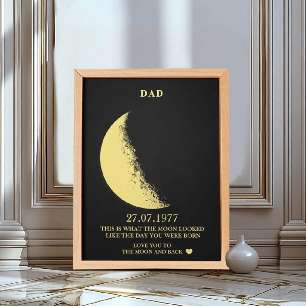 Marco de fotos de luna personalizado en lienzo A3 de alta calidad y madera noble