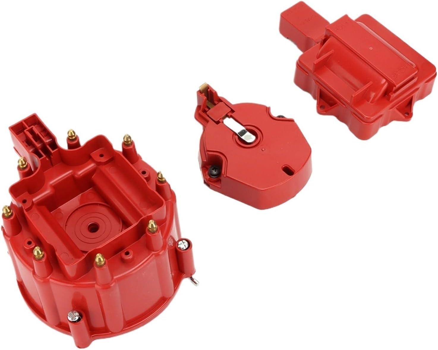 Distributor Cap with Coil Rotor Red Replacement for V8 265 283 307 327 350 383 396 400 402 427 454 472 502 Engine