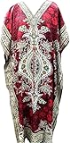 UNIQUE KAFTANS Women's Kaftan Party Kimono Dress Maxi Long Loungewear Nightwear Beach Cover up Caftan Free Size (Red 1)