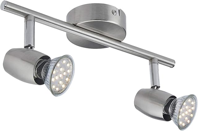 SEESEER LED Ceiling Light Rotatable, Swivel Design, 2 Way Pendant Spotlight Bar with 2X 3W GU10 LED Light Bulbs, Angle Adjustable Indoor Lighting for Kitchen, Living Room and Bedroom