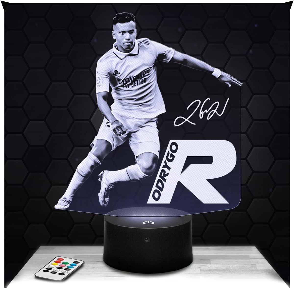 Lampephoto.fr - Rodrygo Football 3D Lamp, Night Light 3D LED Illusion Lamp, Football Player, Sports Object Athlete, Gift idea for Sporty Men, Night Light for Children's Bedroom, Gift idea for Boys